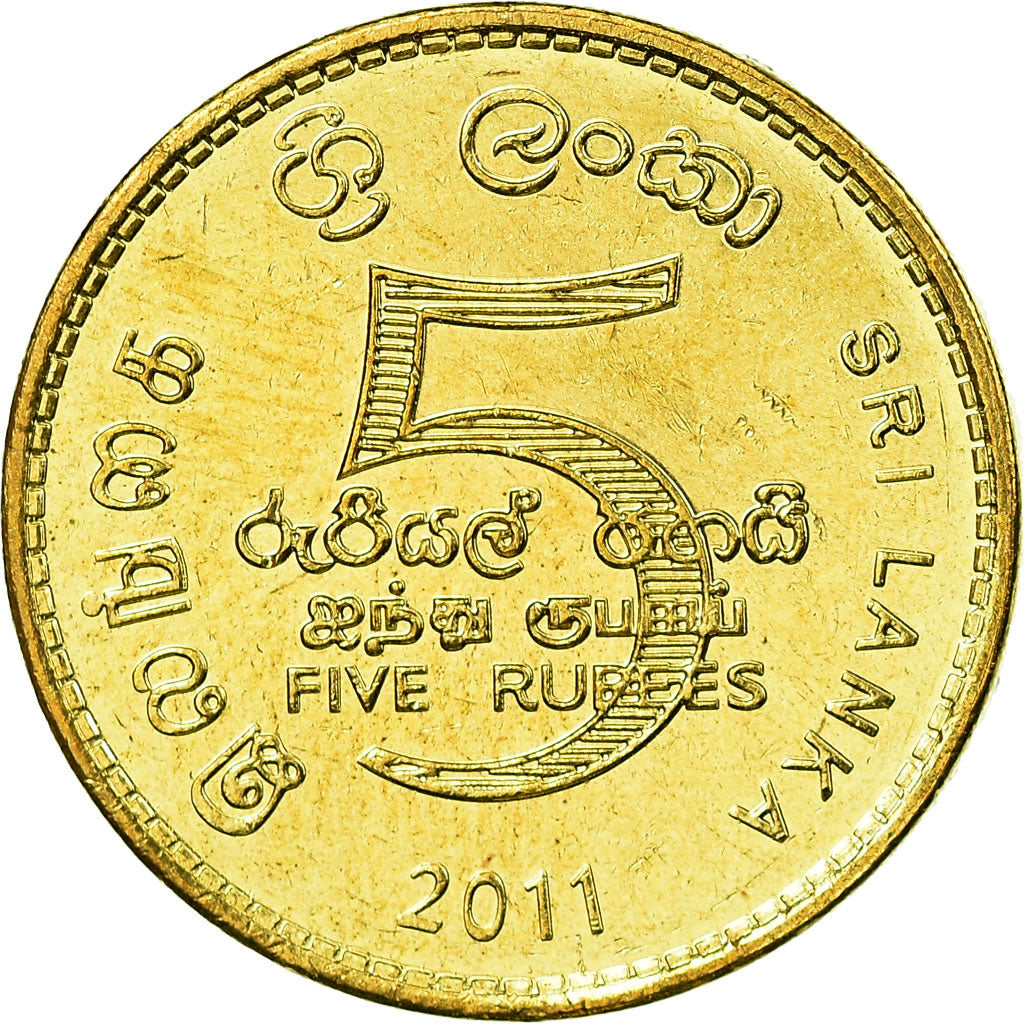 Coin, Sri Lanka, 5 Rupees, 2011, MS(63), Brass plated steel, KM:148.2a