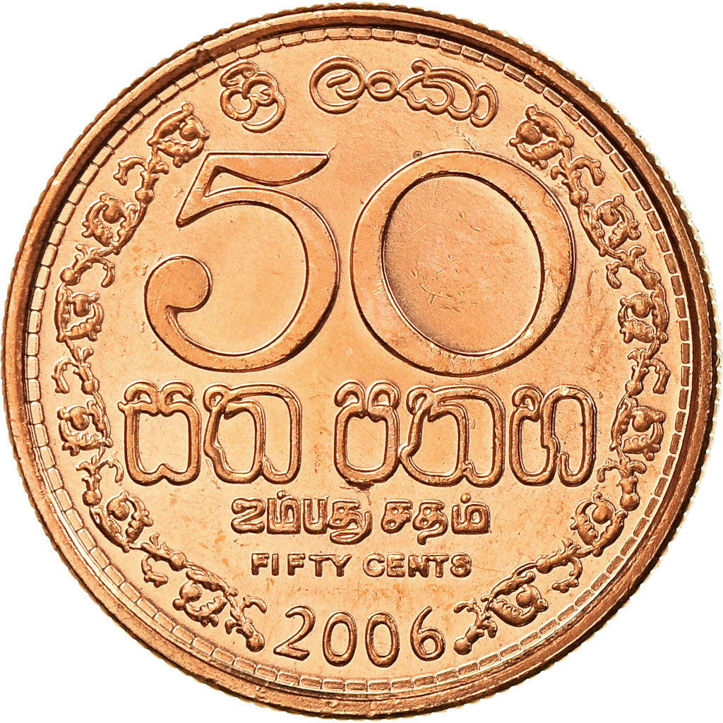 Coin, Sri Lanka, 50 Cents, 2006, MS(63), Copper Plated Steel, KM:135.2b
