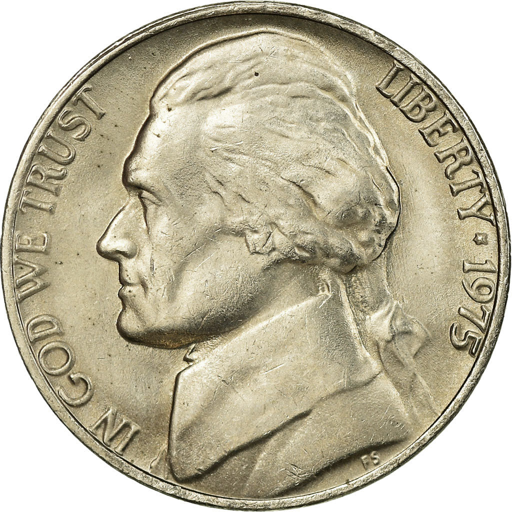 Moneda, Estados Unidos, Jefferson Nickel, 5 Cents, 1975, U.S. Mint