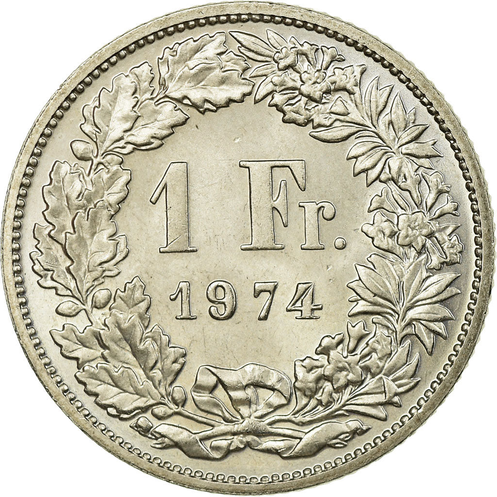 Coin, Switzerland, Franc, 1974, Bern, MS(63), Copper-nickel, KM:24a.1