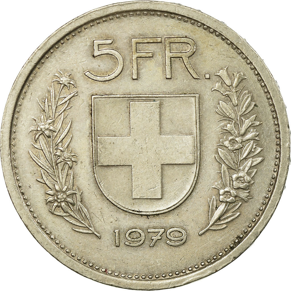 Coin, Switzerland, 5 Francs, 1979, Bern, EF(40-45), Copper-nickel, KM:40a.1