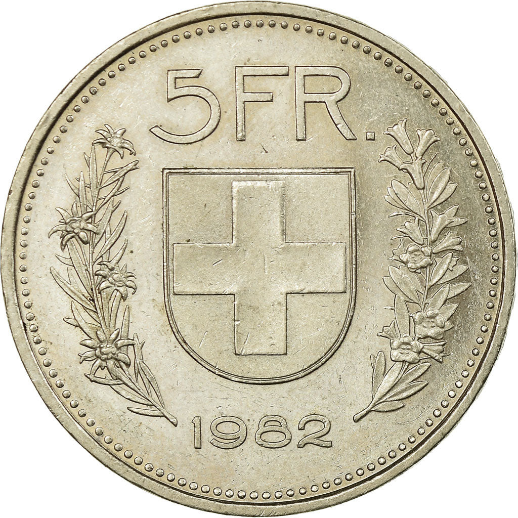 Coin, Switzerland, 5 Francs, 1982, Bern, AU(55-58), Copper-nickel, KM:40a.2