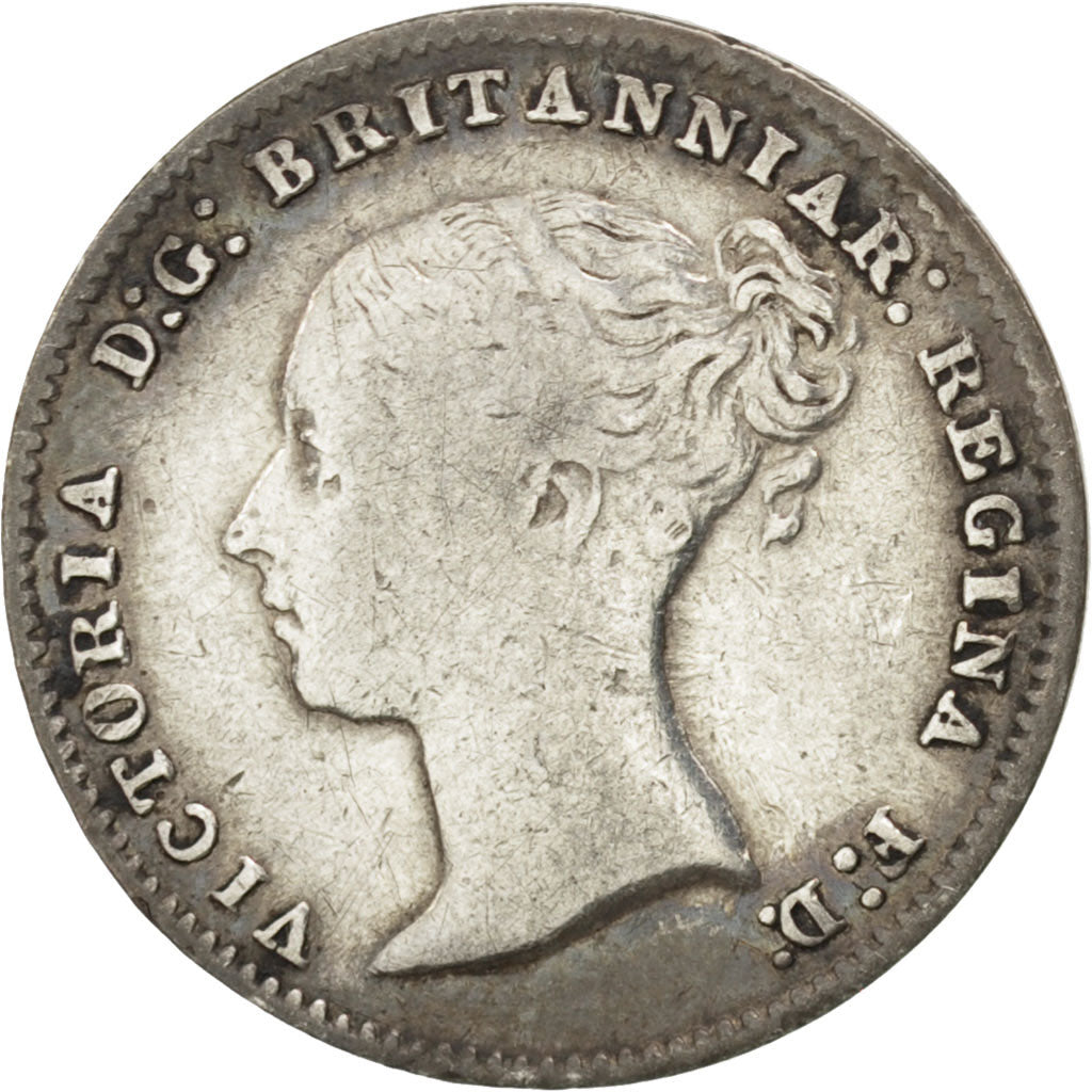 GREAT BRITAIN, 3 Pence, 1850, KM #730, VF(30-35), Silver, 1.37