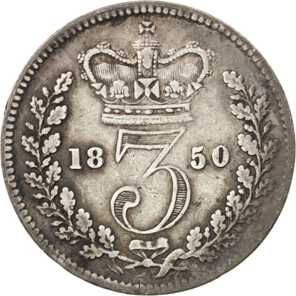 GREAT BRITAIN, 3 Pence, 1850, KM #730, VF(30-35), Silver, 1.37