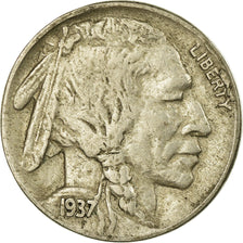 Coin, United States, Buffalo Nickel, 5 Cents, 1937, U.S. Mint, Philadelphia
