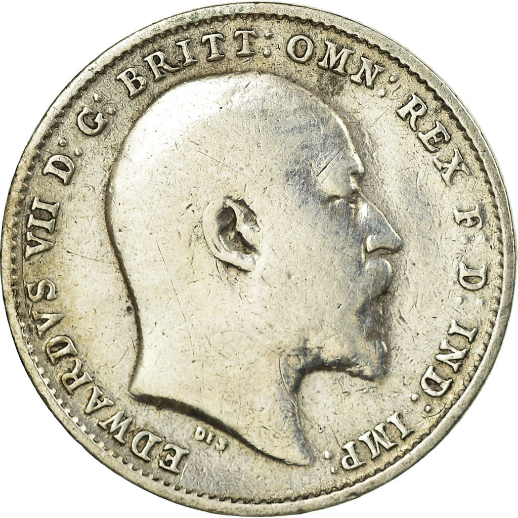 Coin, Great Britain, Edward VII, 3 Pence, 1910, VF(20-25), Silver, KM:797.2