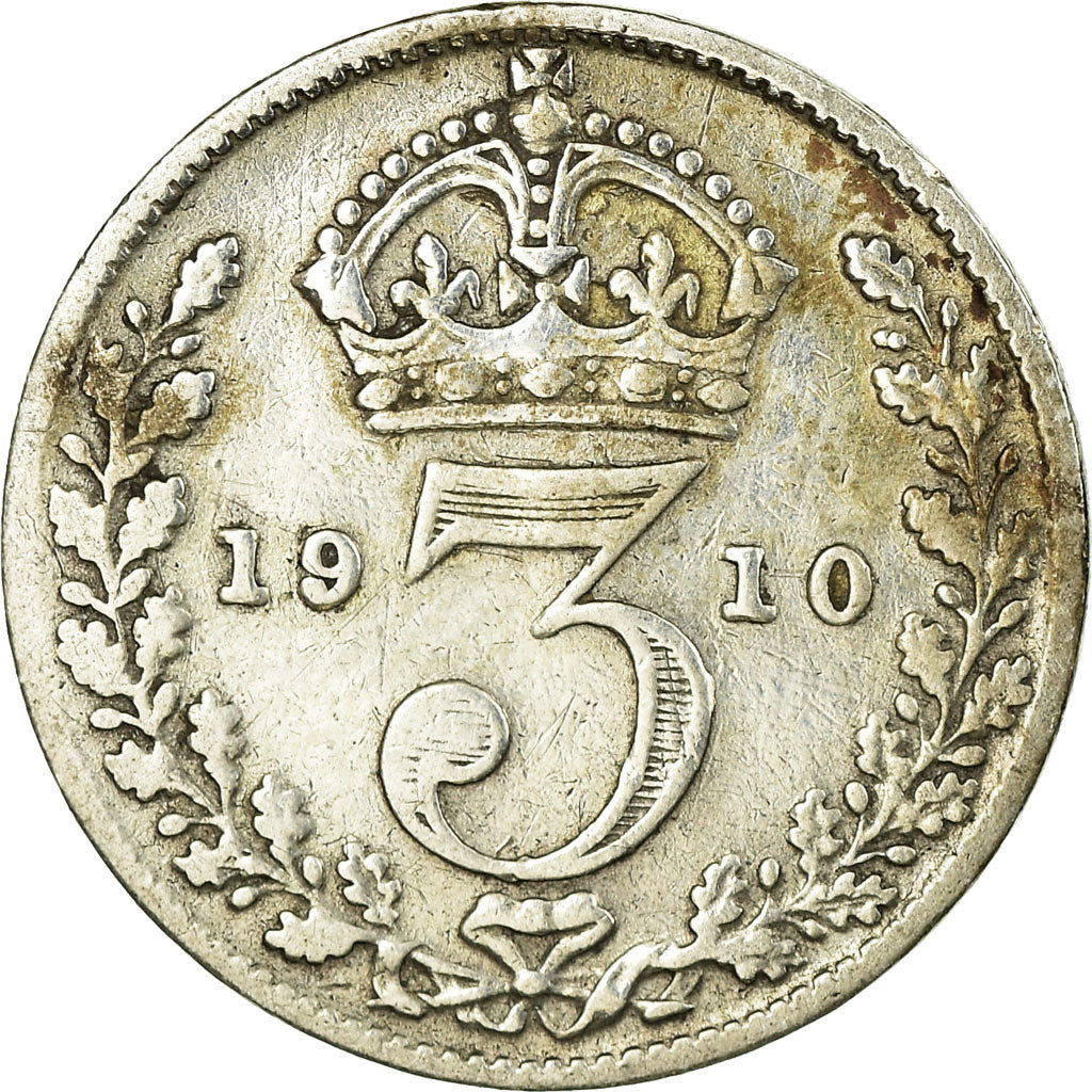 Coin, Great Britain, Edward VII, 3 Pence, 1910, VF(20-25), Silver, KM:797.2