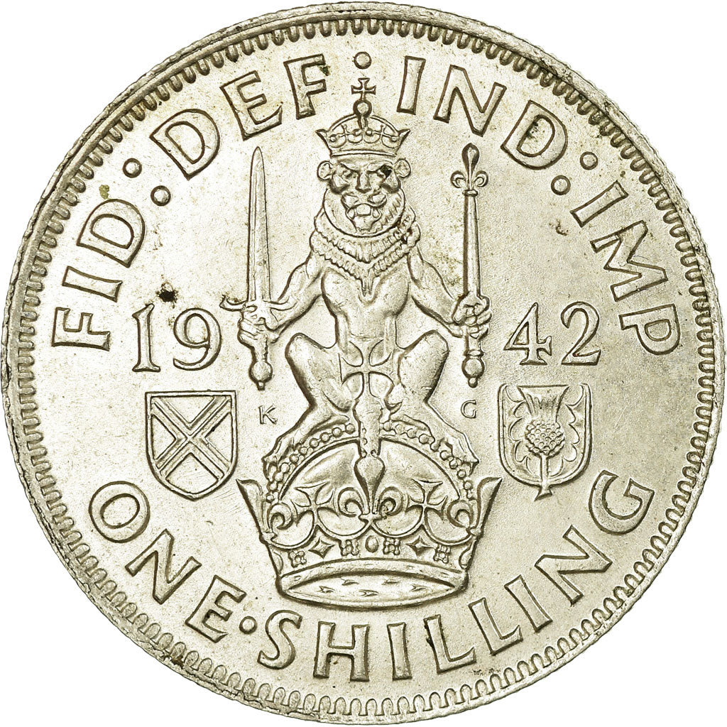 Coin, Great Britain, George VI, Shilling, 1942, AU(55-58), Silver, KM:854