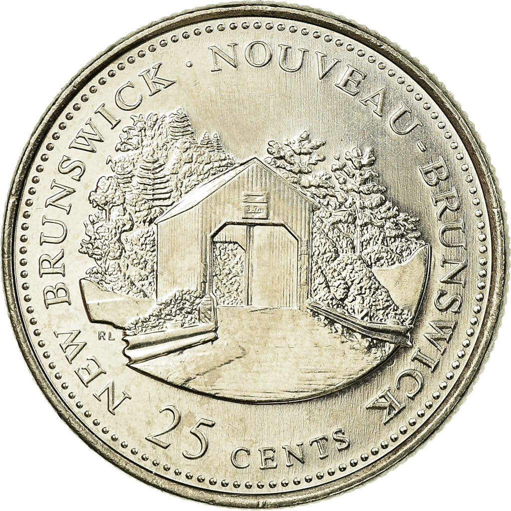 Coin, Canada, Elizabeth II, New Brunswick, 25 Cents, 1992, Royal Canadian Mint