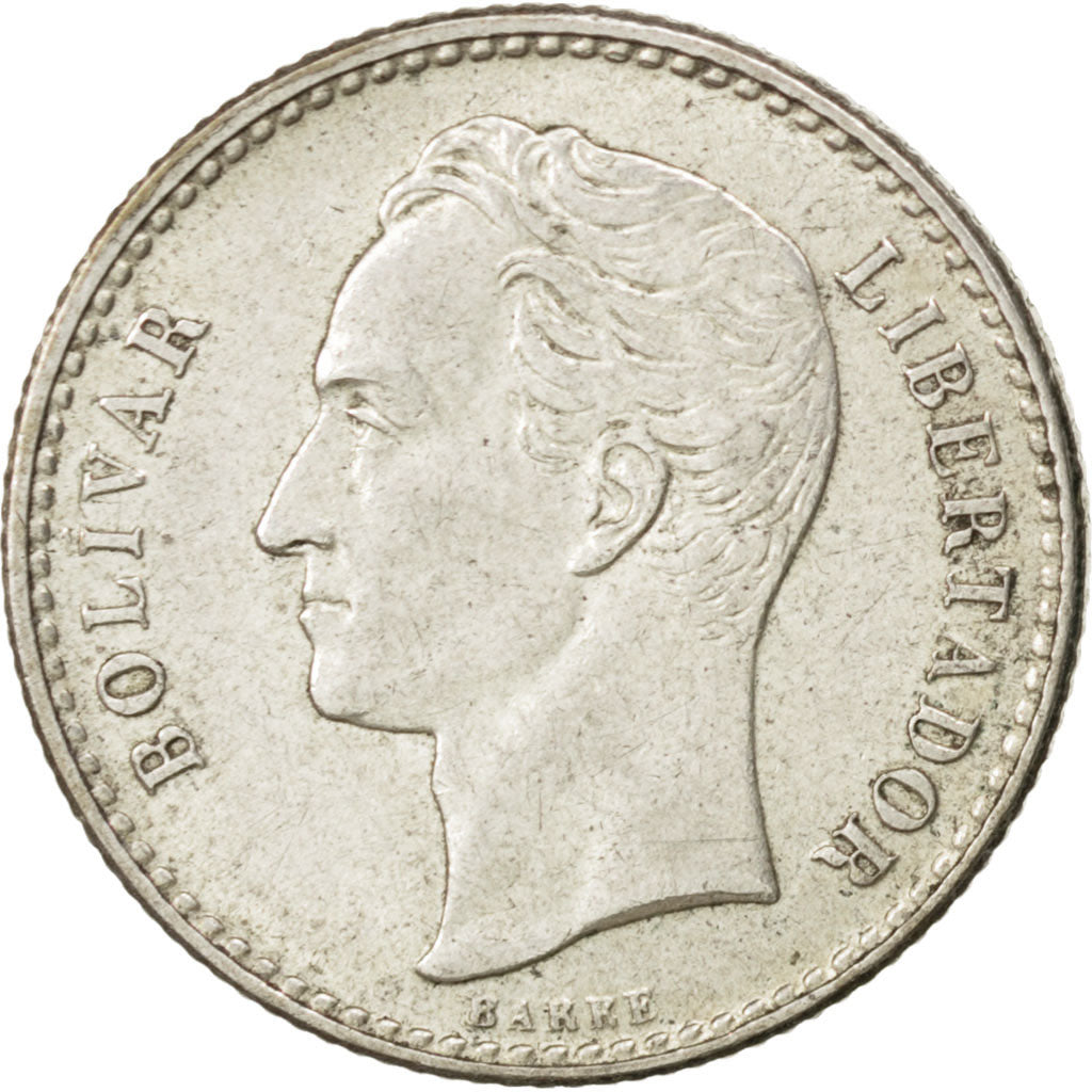 VENEZUELA, 50 Centimos, 1954, Philadelphia, KM #36, MS(60-62), Silver, 18, 2.49