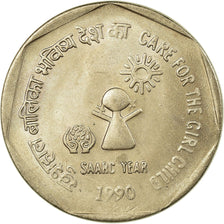 Coin, INDIA-REPUBLIC, SAARC year, Rupee, 1990, Mumbai, Bombay, AU(55-58)