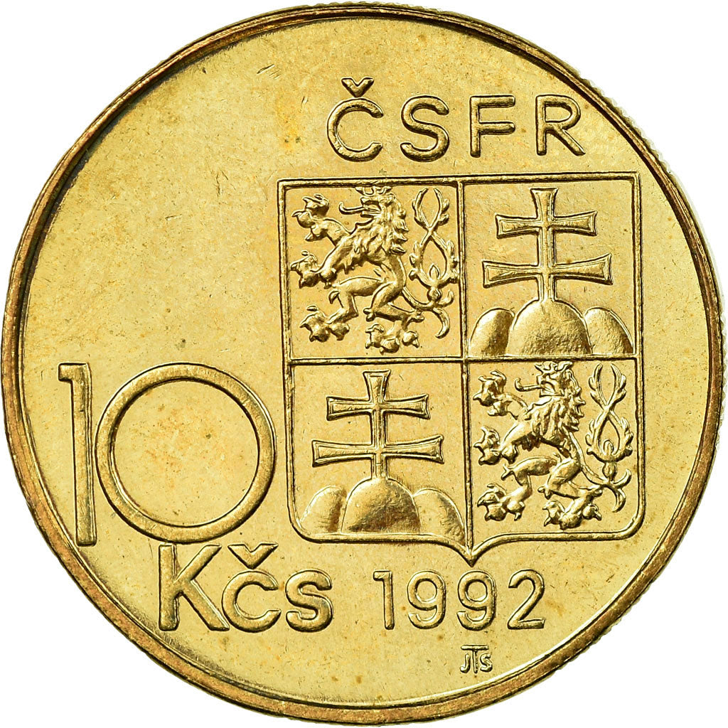 Coin, Czechoslovakia, 10 Korun, 1992, AU(55-58), Nickel-Bronze, KM:159
