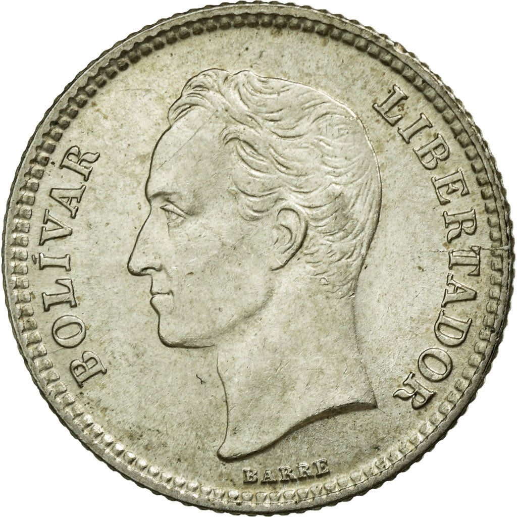 Coin, Venezuela, 25 Centimos, 1954, AU(55-58), Silver, KM:35