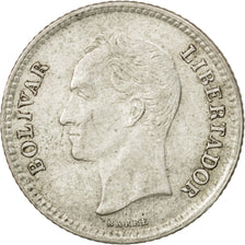 VENEZUELA, 25 Centimos, 1954, KM #35, EF(40-45), Silver, 16, 1.20