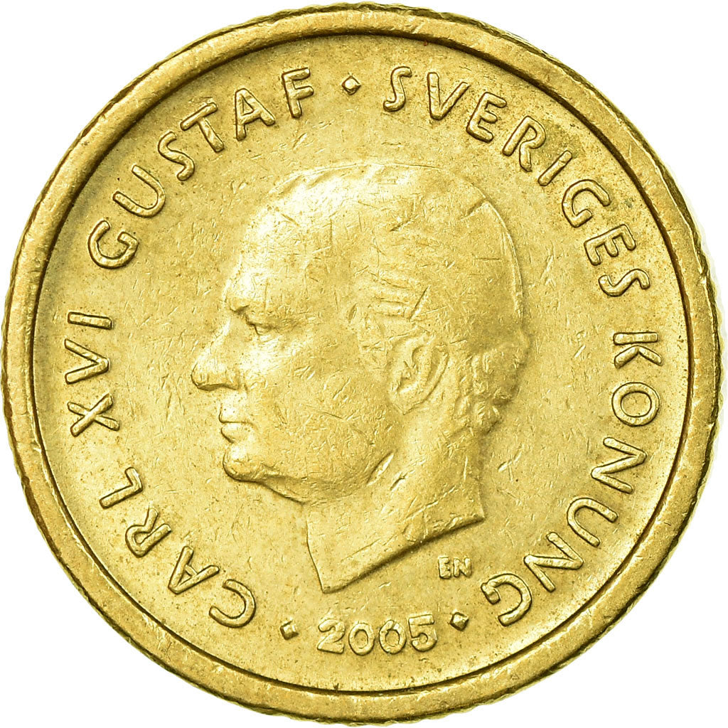 Moneda, Suecia, Carl XVI Gustaf, 10 Kronor, 2005, Eskilstuna, MBC, Cobre -