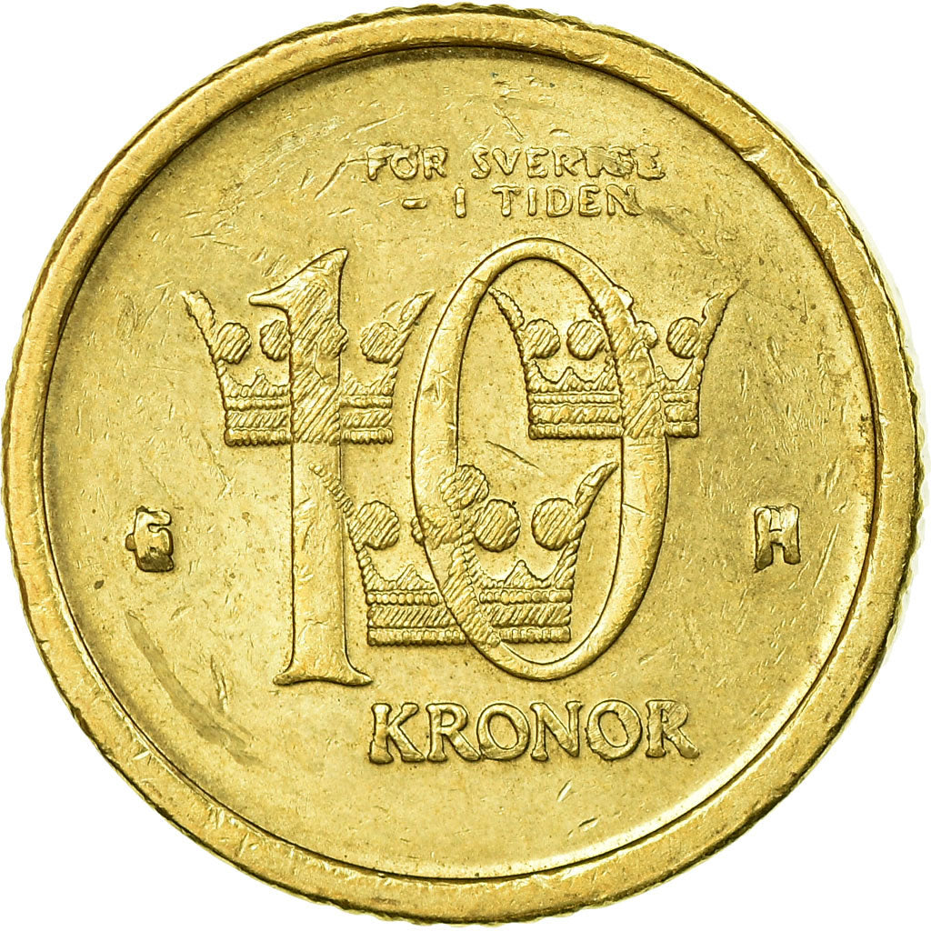 Moneda, Suecia, Carl XVI Gustaf, 10 Kronor, 2005, Eskilstuna, MBC, Cobre -