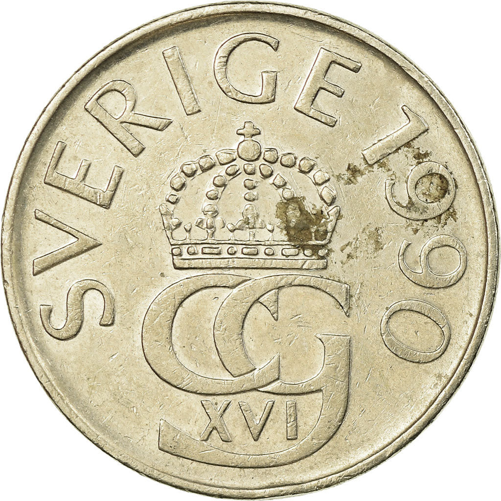 Coin, Sweden, Carl XVI Gustaf, 5 Kronor, 1990, EF(40-45), Copper-nickel, KM:853