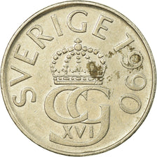Coin, Sweden, Carl XVI Gustaf, 5 Kronor, 1990, EF(40-45), Copper-nickel, KM:853