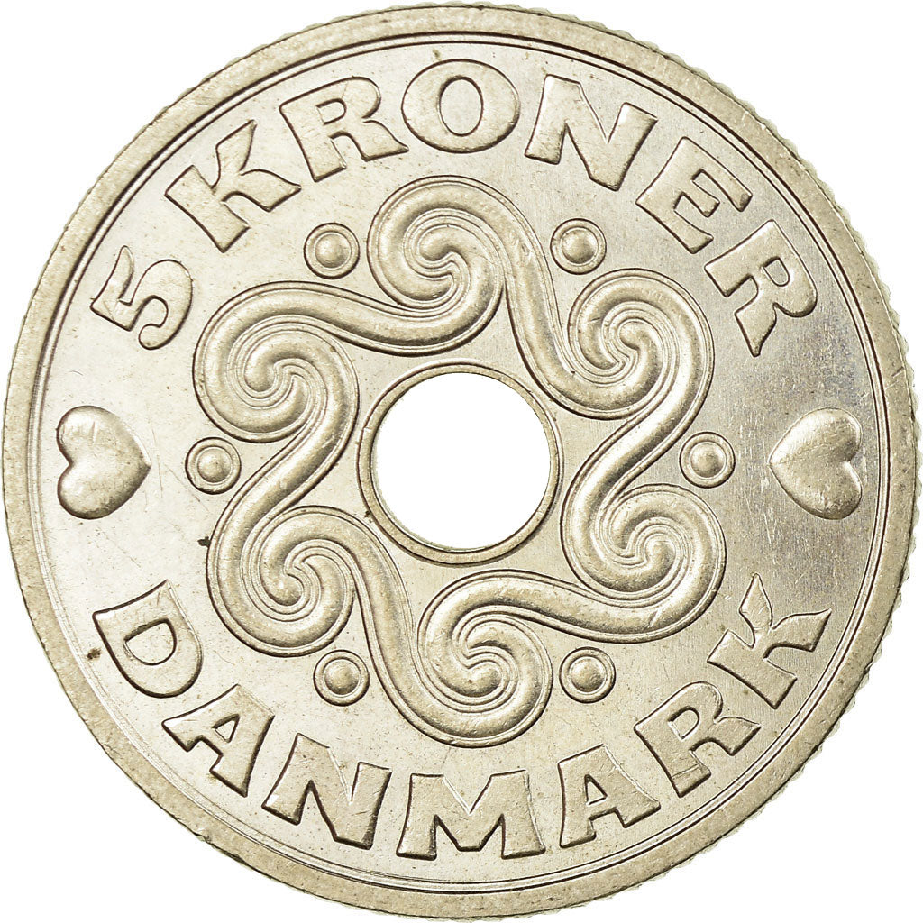 Münze, Dänemark, Margrethe II, 5 Kroner, 1994, Copenhagen, VZ, Copper-nickel