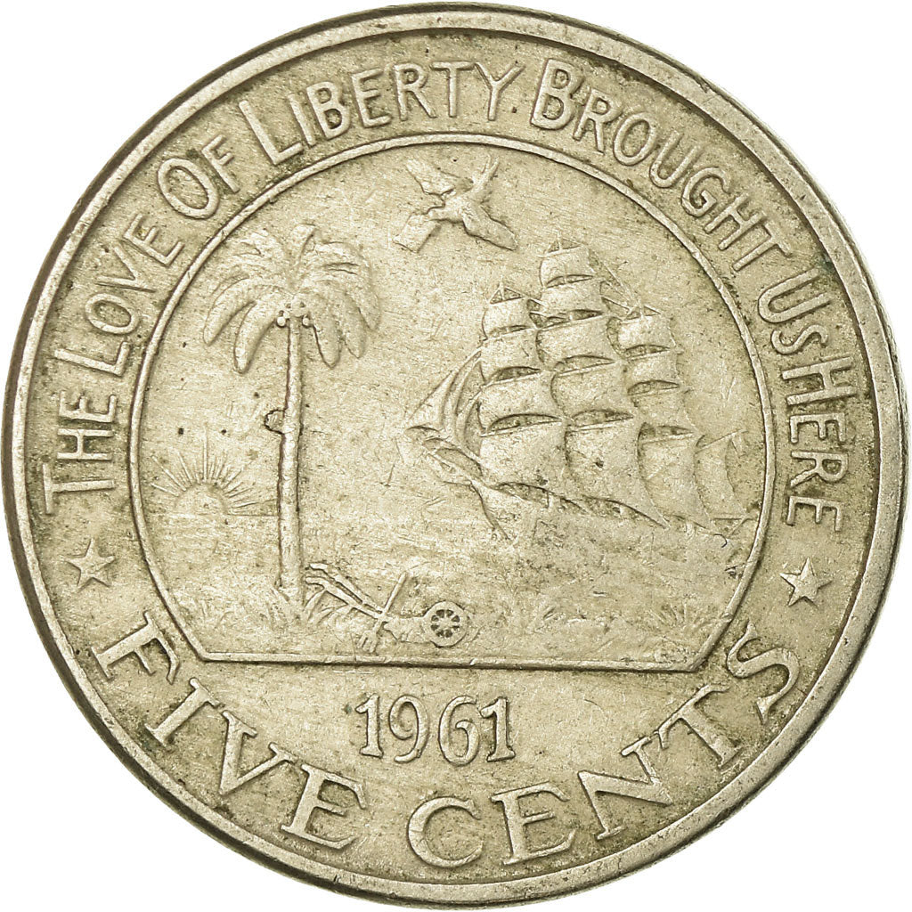 Coin, Liberia, 5 Cents, 1961, EF(40-45), Copper-nickel, KM:14