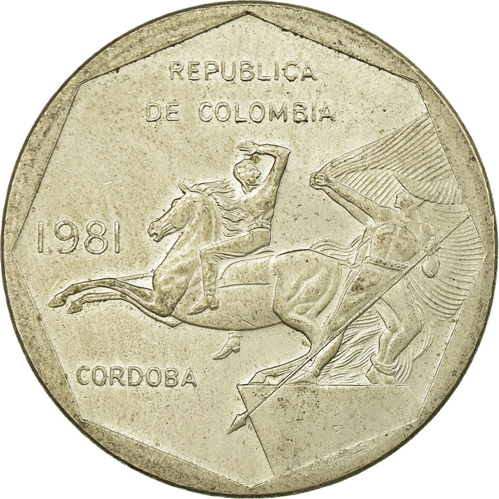 Coin, Colombia, 10 Pesos, 1981, EF(40-45), Copper-Nickel-Zinc, KM:270