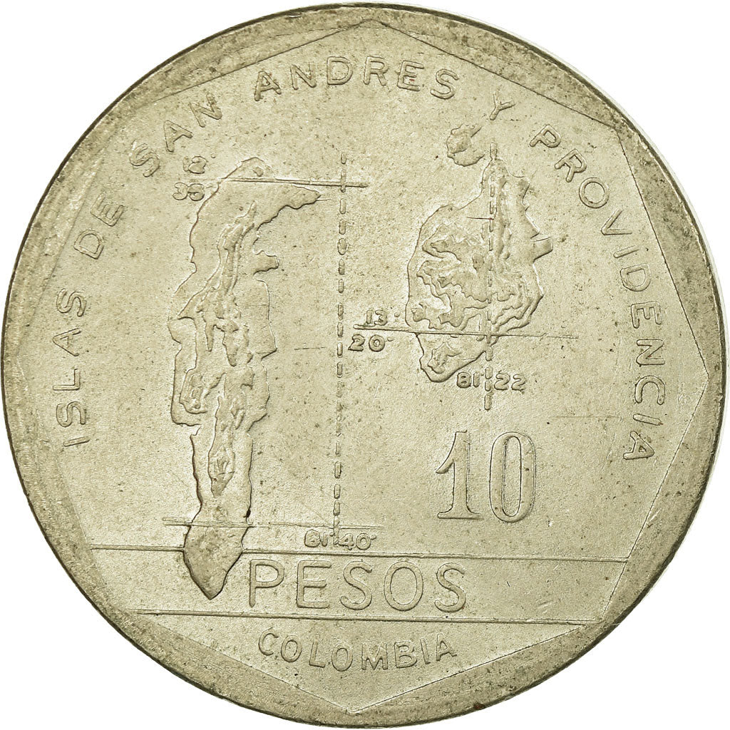 Coin, Colombia, 10 Pesos, 1981, EF(40-45), Copper-Nickel-Zinc, KM:270