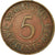 Coin, Mauritius, Elizabeth II, 5 Cents, 1975, VF(30-35), Bronze, KM:34
