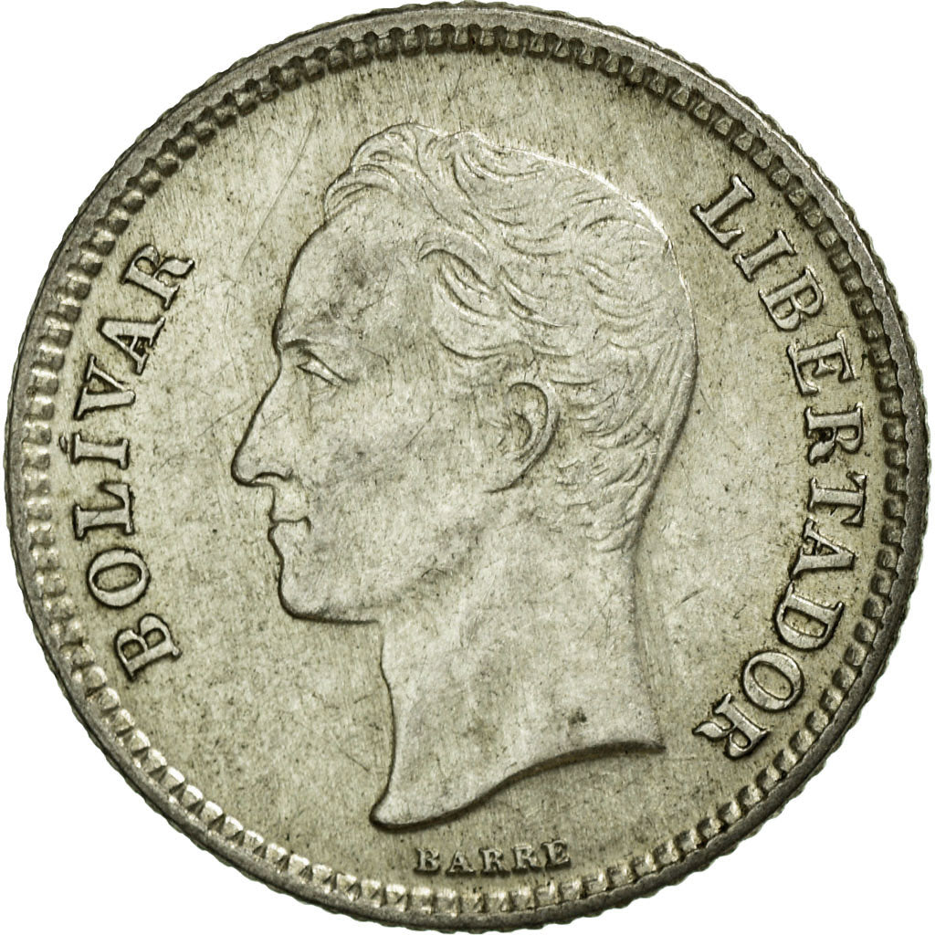 Coin, Venezuela, 25 Centimos, 1954, AU(50-53), Silver, KM:35