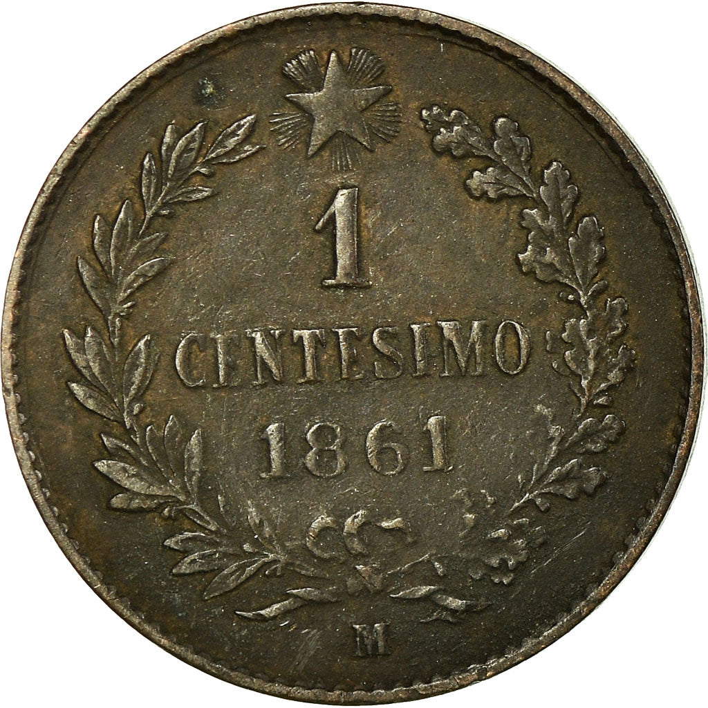 Coin, Italy, Vittorio Emanuele II, Centesimo, 1861, Milan, VF(20-25), Copper