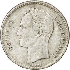 VENEZUELA, 50 Centimos, 1954, Philadelphia, KM #36, AU(50-53), Silver, 18, 2.50