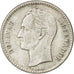 VENEZUELA, 50 Centimos, 1954, Philadelphia, KM #36, AU(50-53), Silver, 18, 2.50
