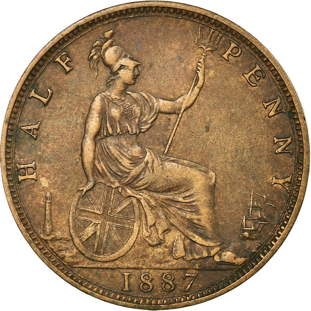 Coin, Great Britain, Victoria, 1/2 Penny, 1887, EF(40-45), Bronze, KM:754