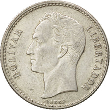 VENEZUELA, 50 Centimos, 1954, Philadelphia, KM #36, AU(50-53), Silver, 18, 2.56
