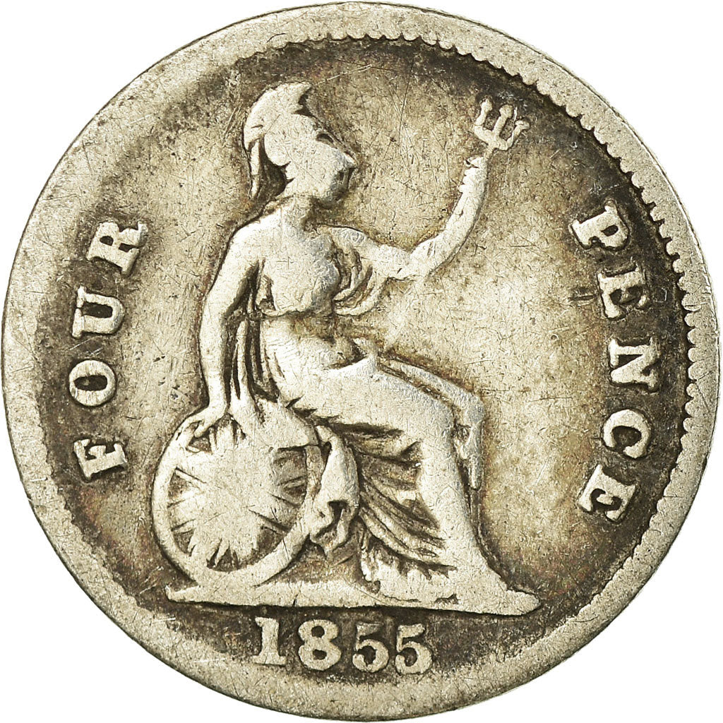 Coin, Great Britain, Victoria, 4 Pence, Groat, 1855, VG(8-10), Silver, KM:731.1
