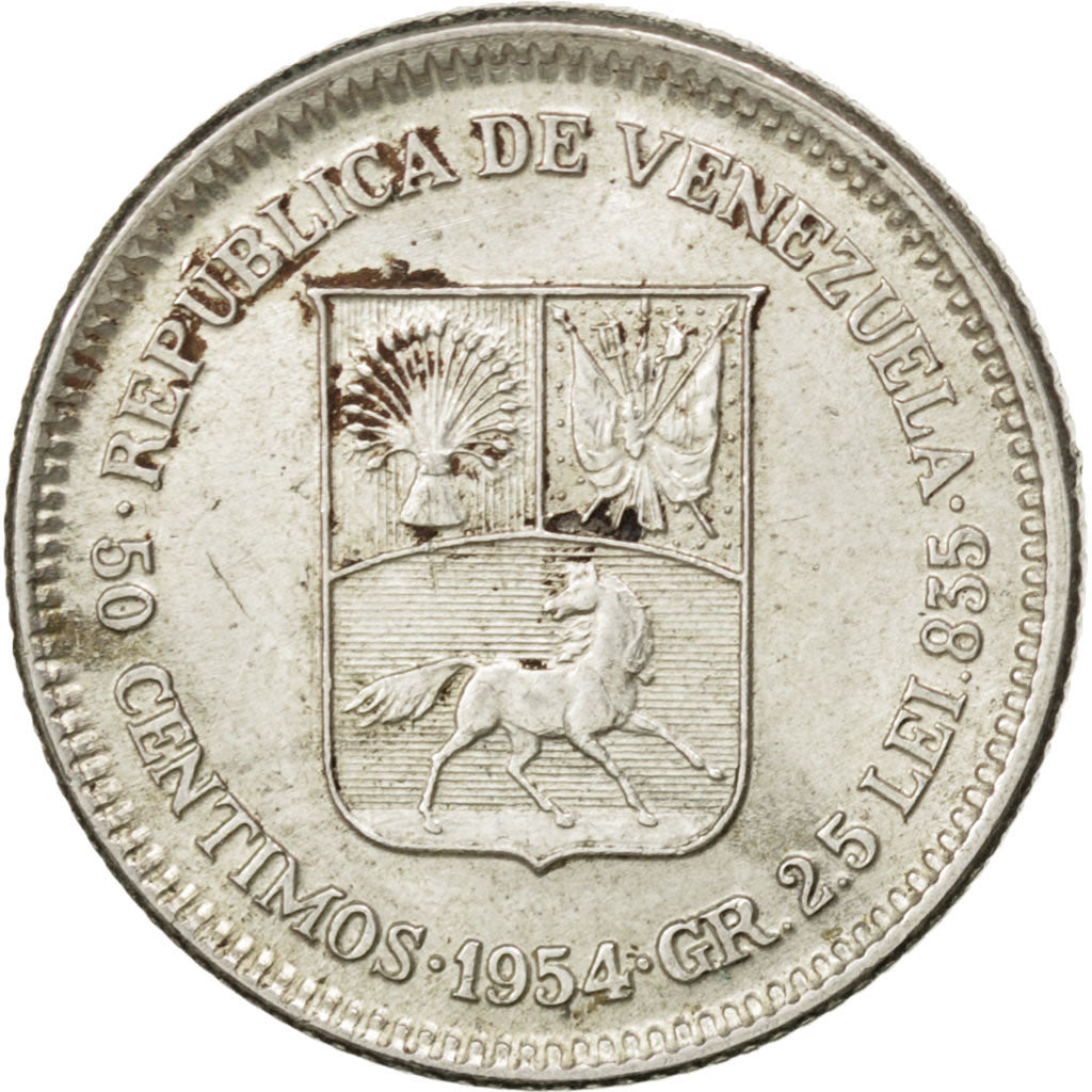 Venezuela, République, 50 Centimos 1954, KM Y 36