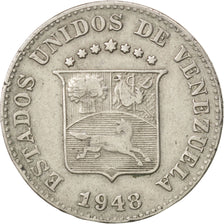 VENEZUELA, 5 Centimos, 1948, Philadelphia, KM #29a, AU(50-53), Copper-Nickel,...