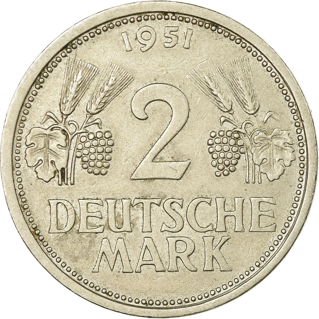 Coin, GERMANY - FEDERAL REPUBLIC, 2 Mark, 1951, Hambourg, EF(40-45)
