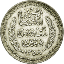 Coin, Tunisia, Ahmad Pasha Bey, 5 Francs, 1939, Paris, AU(55-58), Silver, KM:264