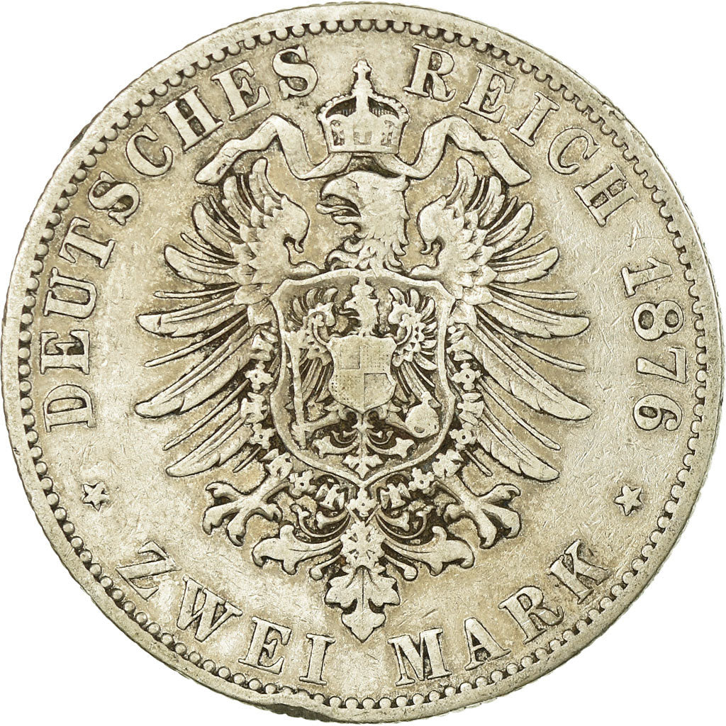 Coin, German States, PRUSSIA, Wilhelm I, 2 Mark, 1876, Vienne, VF(30-35)