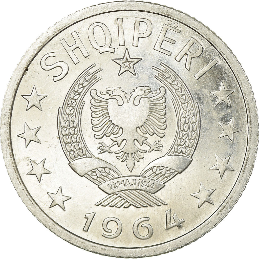 Coin, Albania, 5 Qindarka, 1964, AU(55-58), Aluminum, KM:39