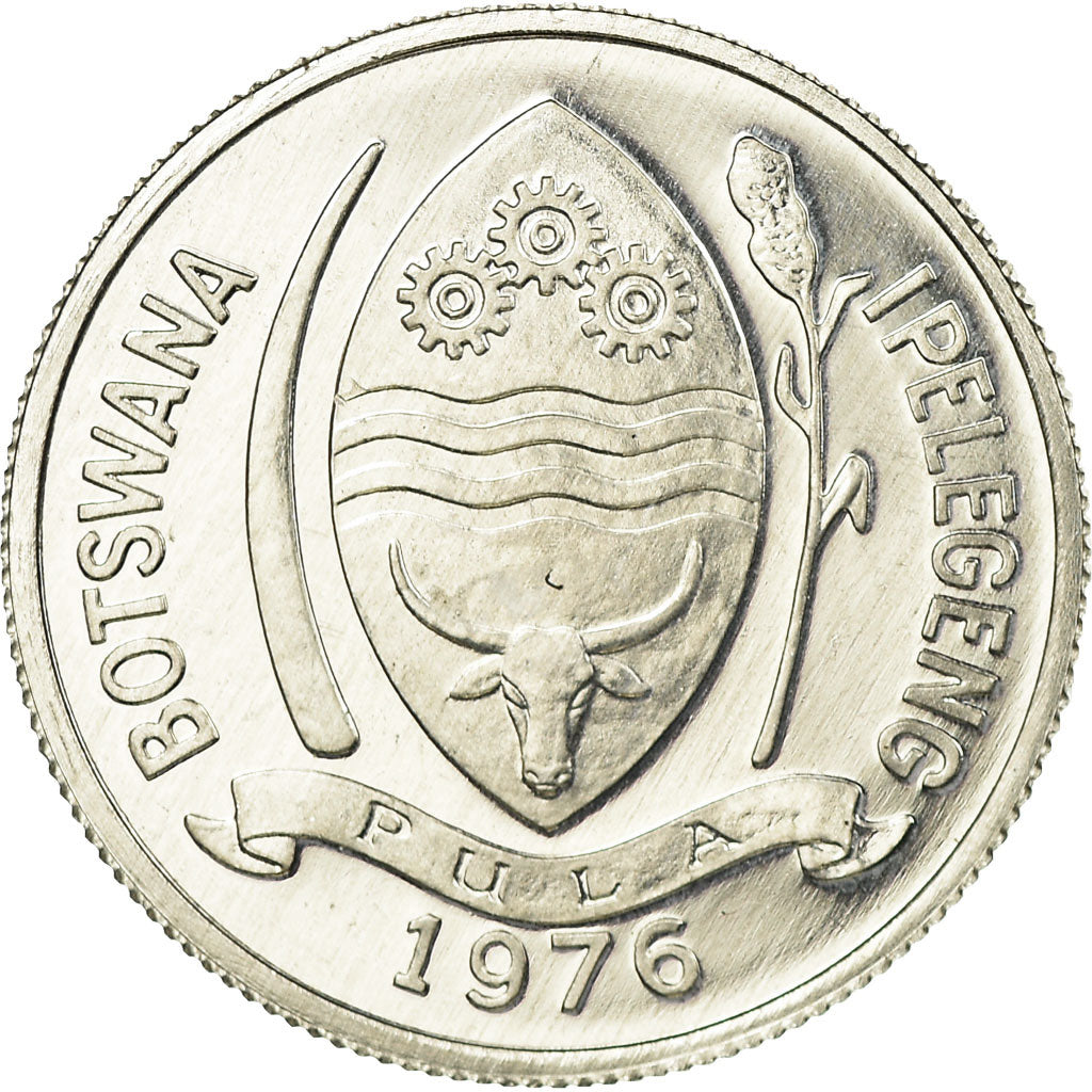 Coin, Botswana, Thebe, 1976, British Royal Mint, AU(55-58), Aluminum, KM:3