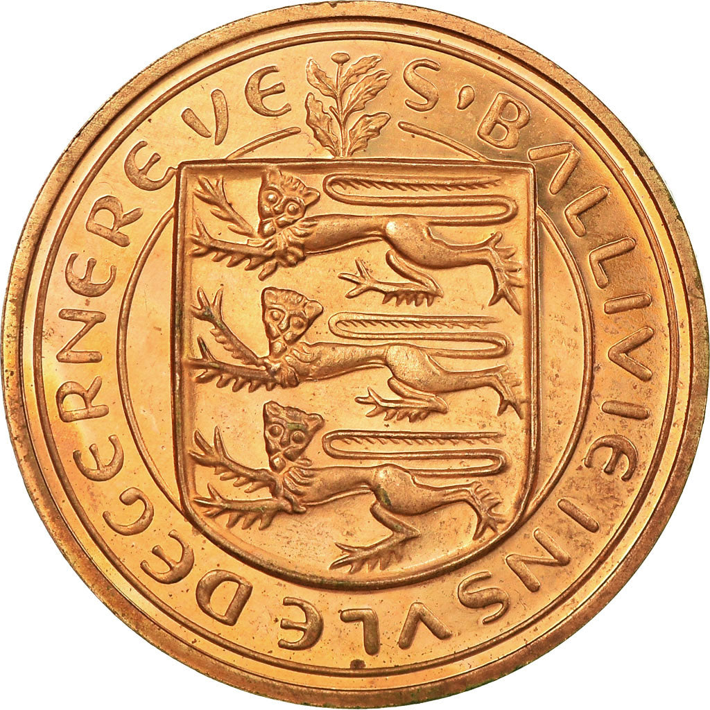 Coin, Guernsey, Elizabeth II, 4 Doubles, 1966, EF(40-45), Bronze, KM:15