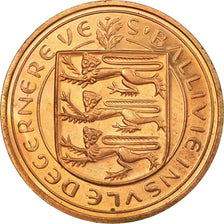 Coin, Guernsey, Elizabeth II, 4 Doubles, 1966, EF(40-45), Bronze, KM:15