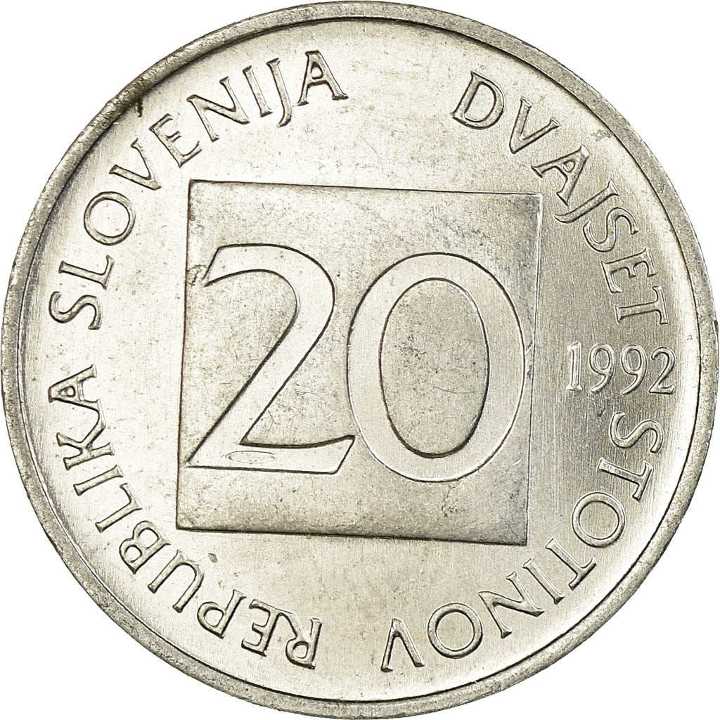 Münze, Slowenien, 20 Stotinov, 1992, VZ, Aluminium, KM:8