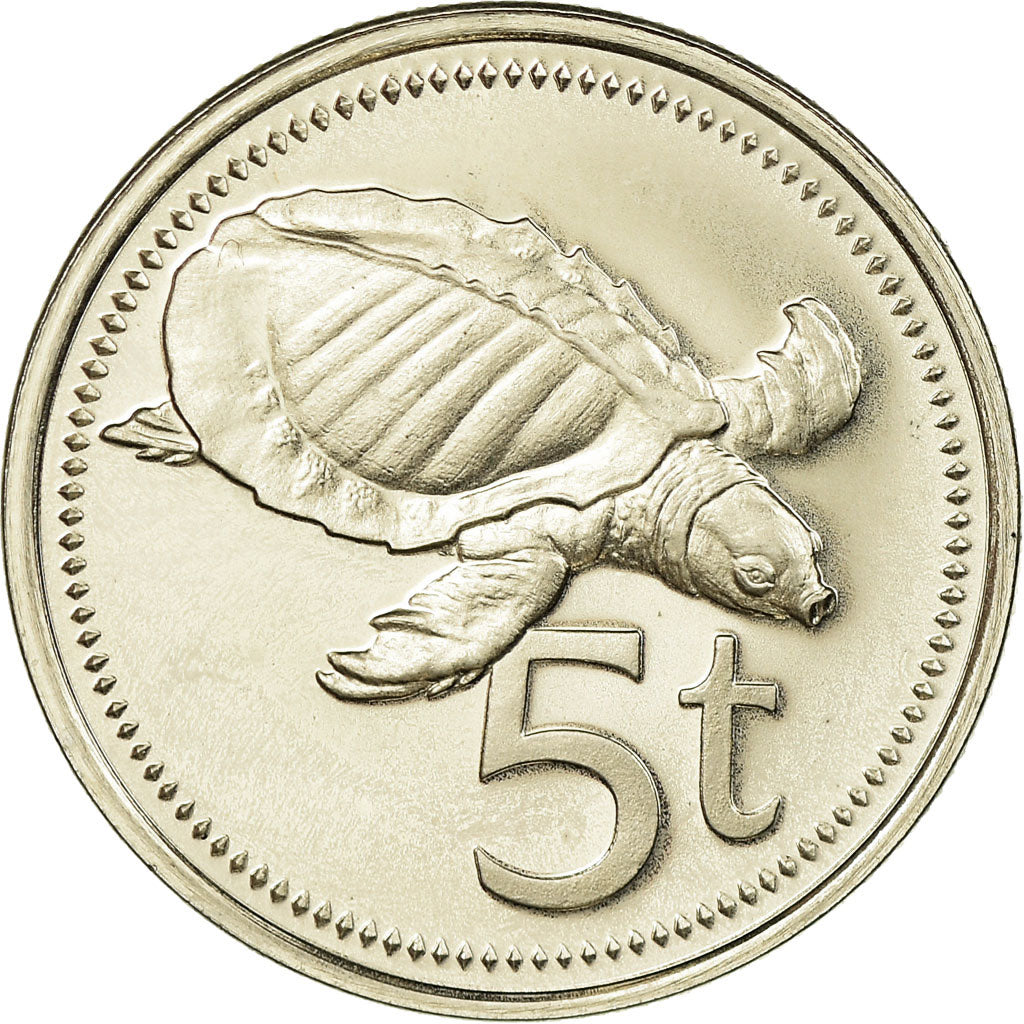 Coin, Papua New Guinea, 5 Toea, 1975, AU(55-58), Copper-nickel, KM:3