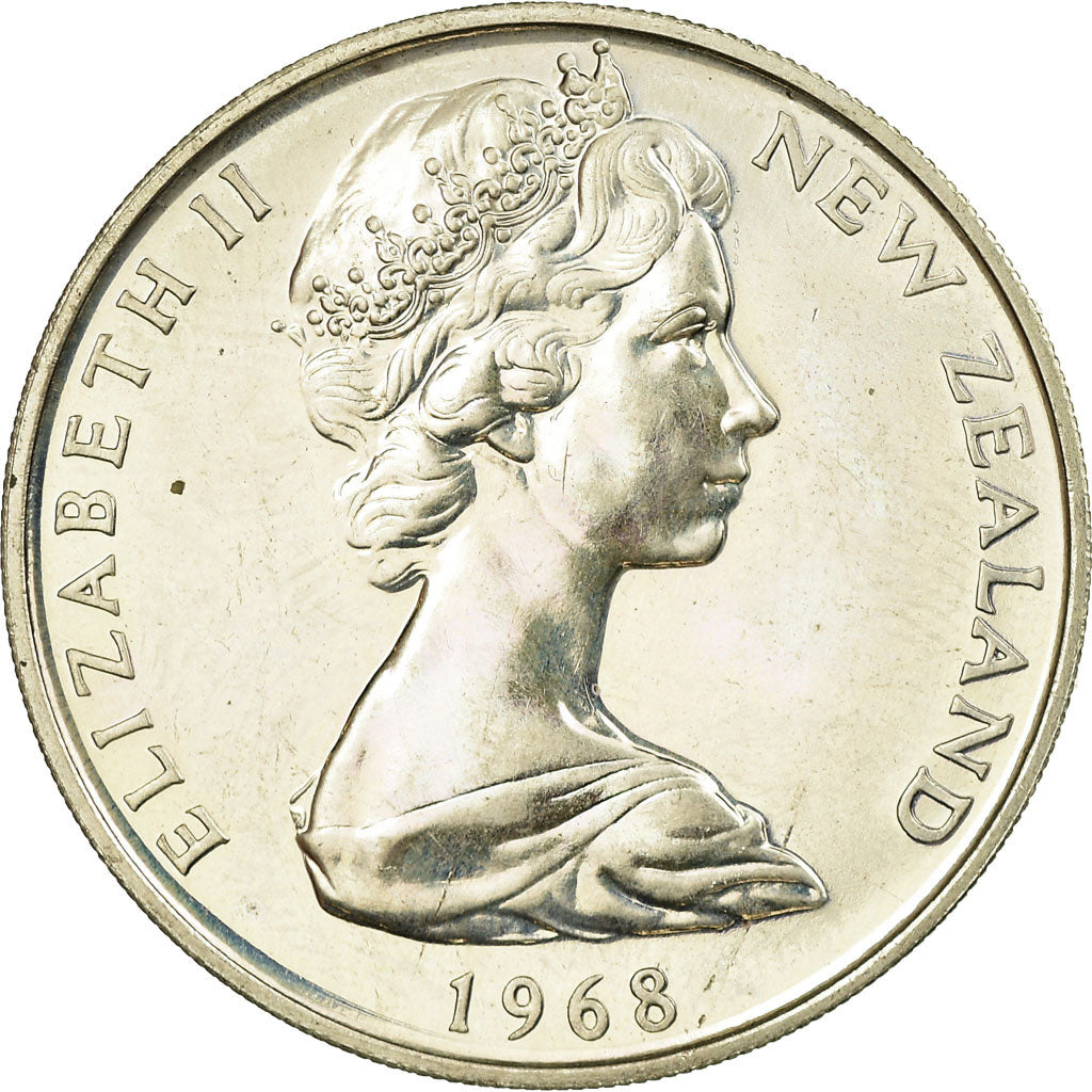 Coin, New Zealand, Elizabeth II, 20 Cents, 1968, AU(55-58), Copper-nickel