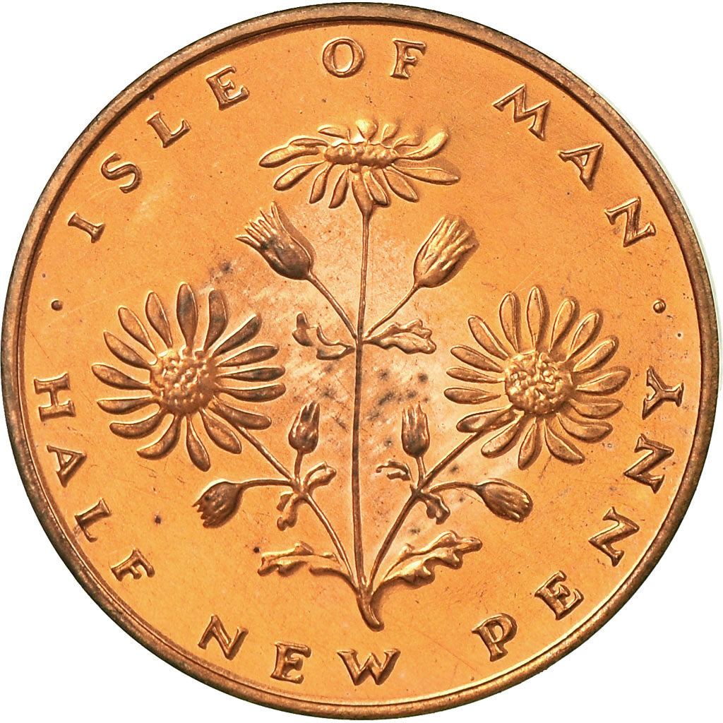 Moneta, Wyspa Man, Elizabeth II, 1/2 New Penny, 1971, AU(55-58), Bronze, KM:19
