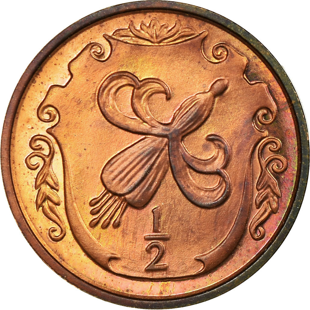 Coin, Isle of Man, Elizabeth II, 1/2 Penny, 1984, EF(40-45), Bronze, KM:111