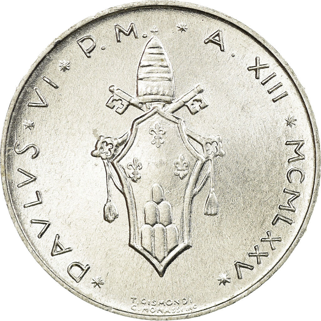 Munten, Vaticaanstad, Paul VI, Lira, 1975, PR, Aluminium, KM:116