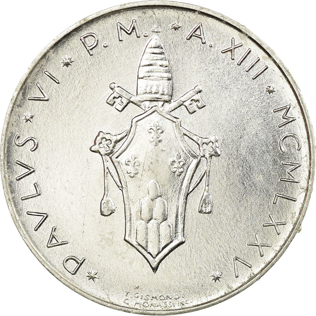 Münze, Vatikanstadt, Paul VI, 5 Lire, 1975, VZ, Aluminium, KM:118